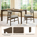 59" Mid Century Modern Dining Table for 6, Rectangle Wood Kitchen & Dining Room Table, Solid Rubberwood Frame, Walnut