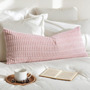 Corduroy Decorative Lumbar Throw Pillow Cover 14x36 Inch Super Soft Boho Striped Rectangle Pillow Covers Case Modern