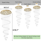 78 Inches Crystal Glam Chandelier Long Light Chandeliers with Dimmable Light Bulbs Gold High Ceiling Pendants Light Fixtures for Foyer Entryway Living Room Stair A100-B0DRVDPP4V