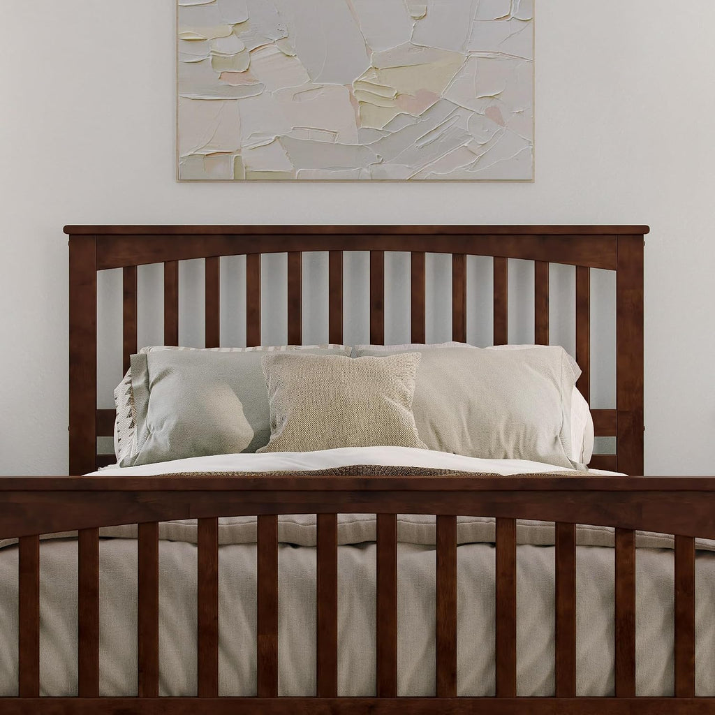 Camilla Queen Low Profile Platform Bed with Matching Footboard, Walnut
