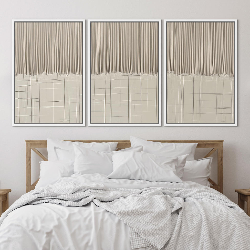 Framed Canvas Print Wall Art Set Beige Abstract Neutral Illustrations Minimal Decorative Bohemian Nordic - 16"" x24