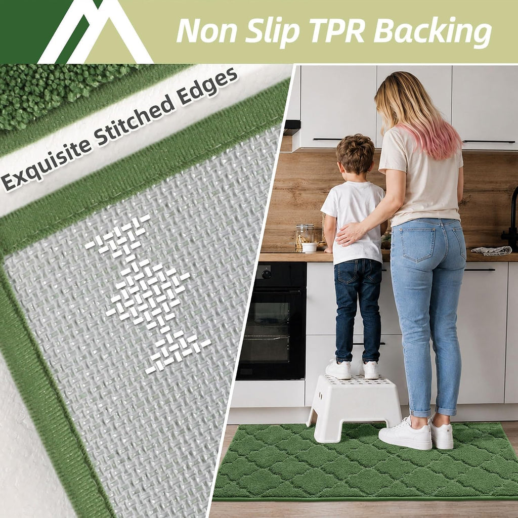 Soft Kitchen Floor Mats and Rugs Non Slip 20"x79", Green