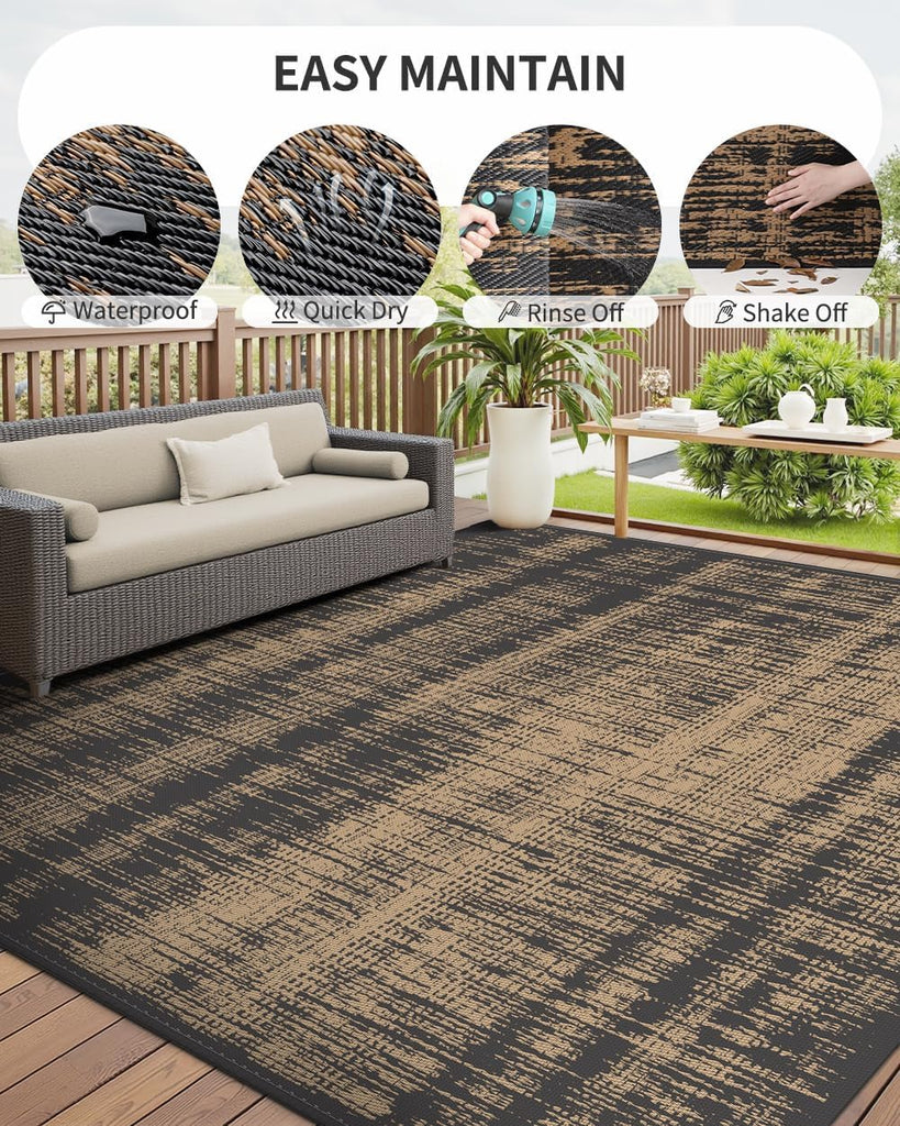 Outdoor Rug Waterproof Outdoor Carpet Patio Rug Mat Reversible RV Camping Rug Plastic Straw Outside Rug for