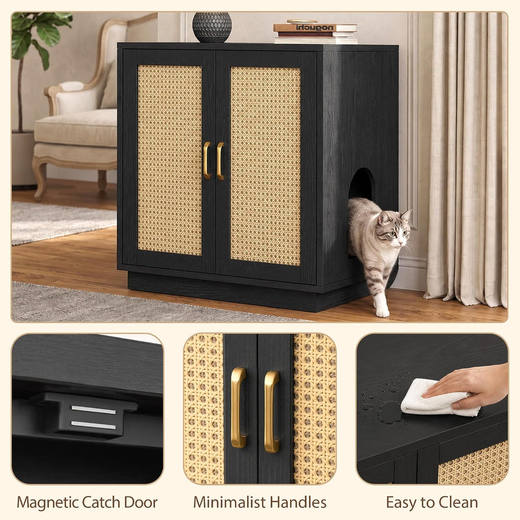 Cat Litter Box Enclosure Furniture-Hidden Storage