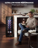 12 Bottle Compressor Wine Cooler Refrigerator, Freestanding Wine Cellar with Gla