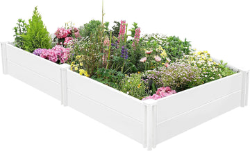 8x4x1ft Vinyl Raised Garden Bed, Maintenance-Free Outdoor Garden Planter Box, Never Rust or Rot, Durable Open-Bottom