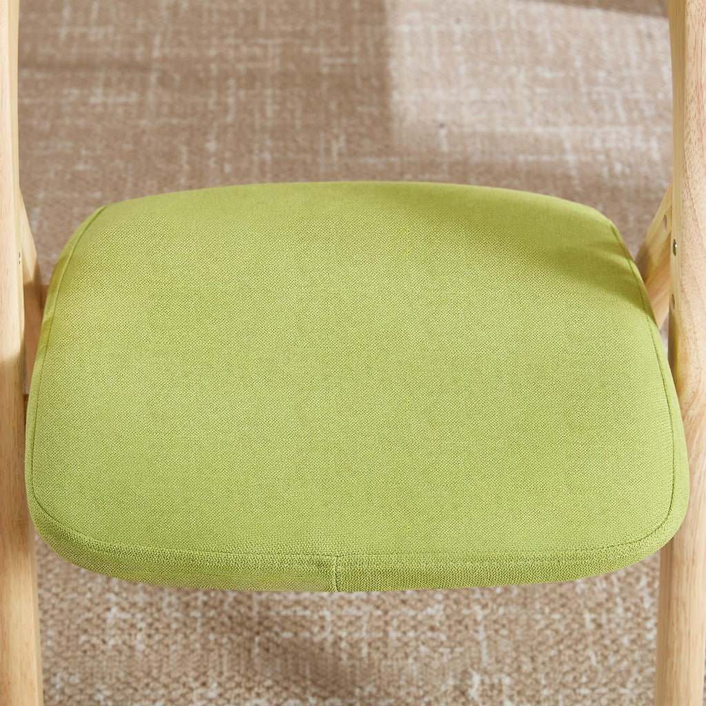 6-Pack Folding Chairs with Cushion, Linen Padded Foldable Chairs, Raw Wood Frame, Ideal for Indoor/Outdoor Use