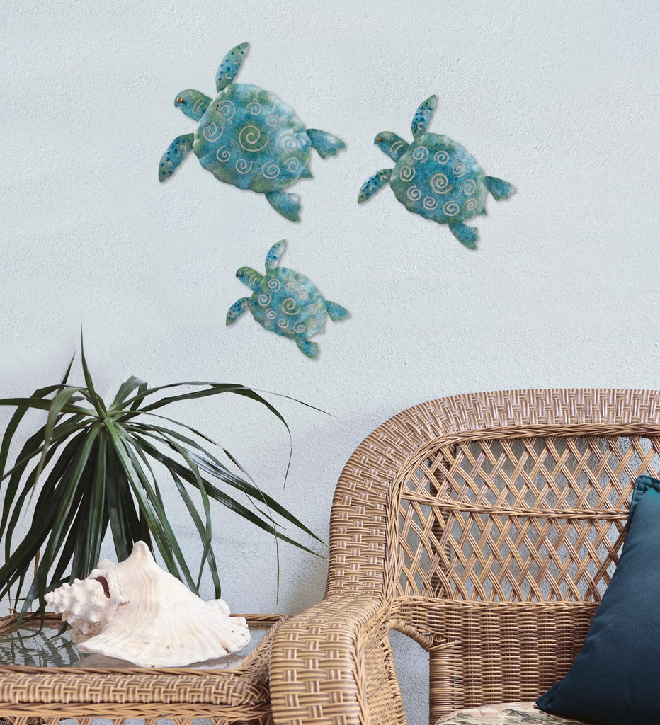 Art & Gift Sea Turtle Wall Décor, Handcrafted Metal Ocean-Inspired Art, Weather-Resistant Coastal Decor for Indoor &