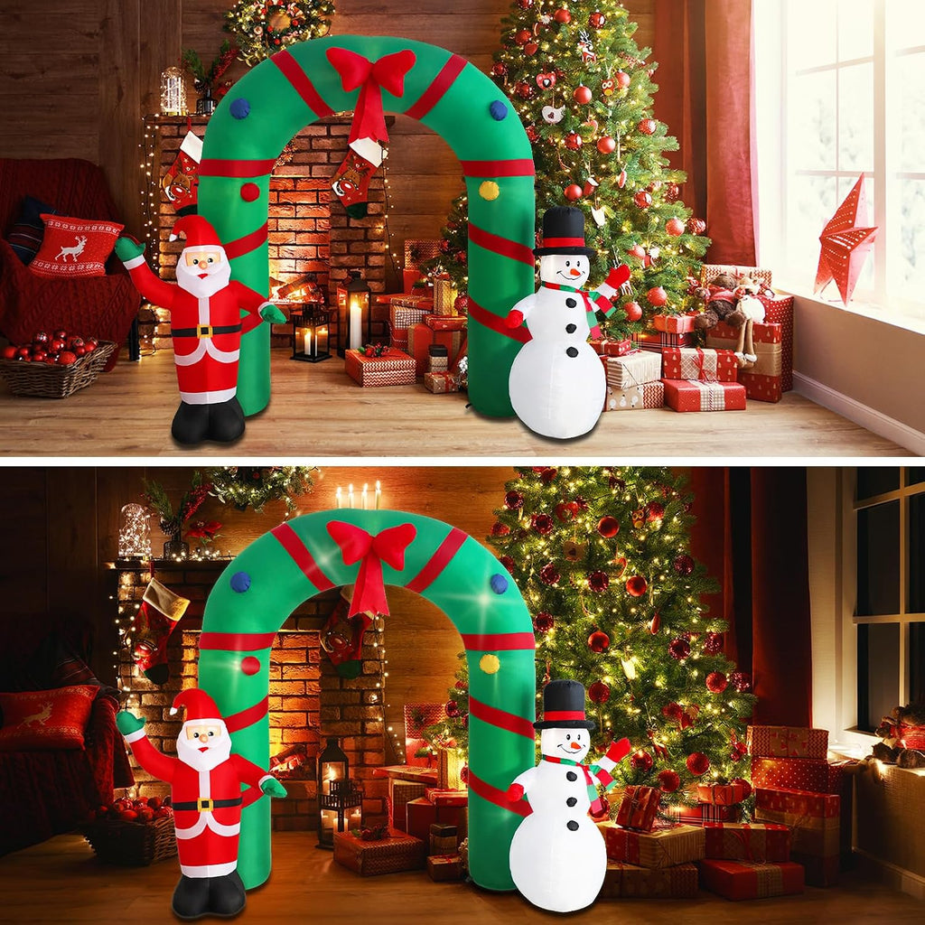 10ft Christmas Inflatable Outdoor Decoration Inflatable Yard Decoration Inflatable Santa Claus and Snowman Arch