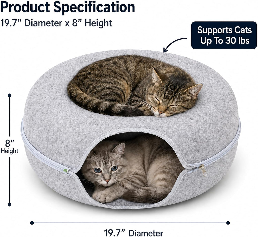 Cat Cave Donut Bed for Indoor Cats