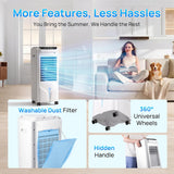 Swamp Cooler, 1800 CFM Windowless Portable Air Conditioner with 4.2 Gal Water Tank,120° Swing, 12H Timer, 3 Modes