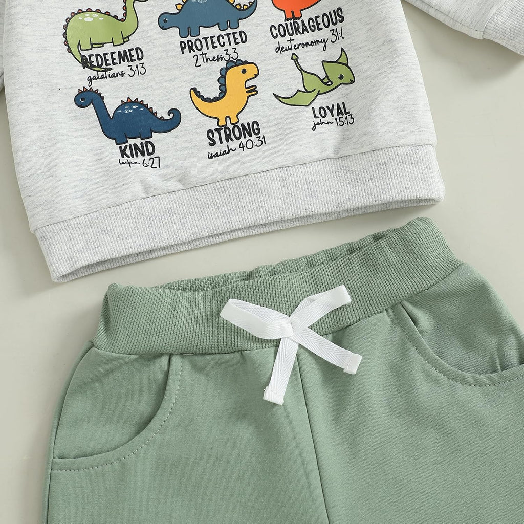 Toddler Boy Fall Winter Clothes God Says I Am Long Sleeve Pullover Sweatshirts + Solid Joggers Pants Outfits Set