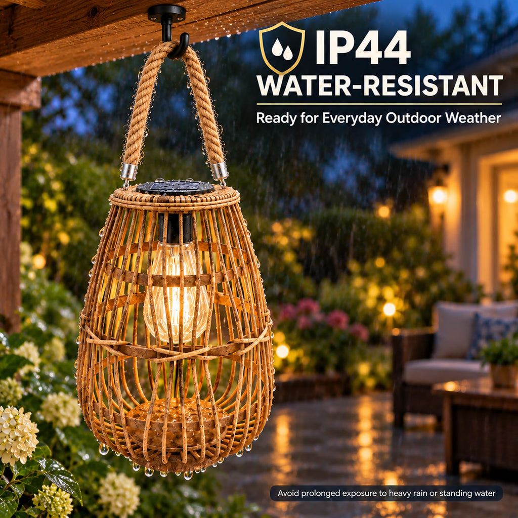 Rattan Solar Lantern Outdoor Hanging & Tabletop Decor Light