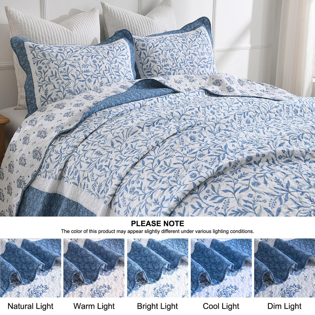 Quilt, Farmhouse Botanical Quilt Set, Blue/White