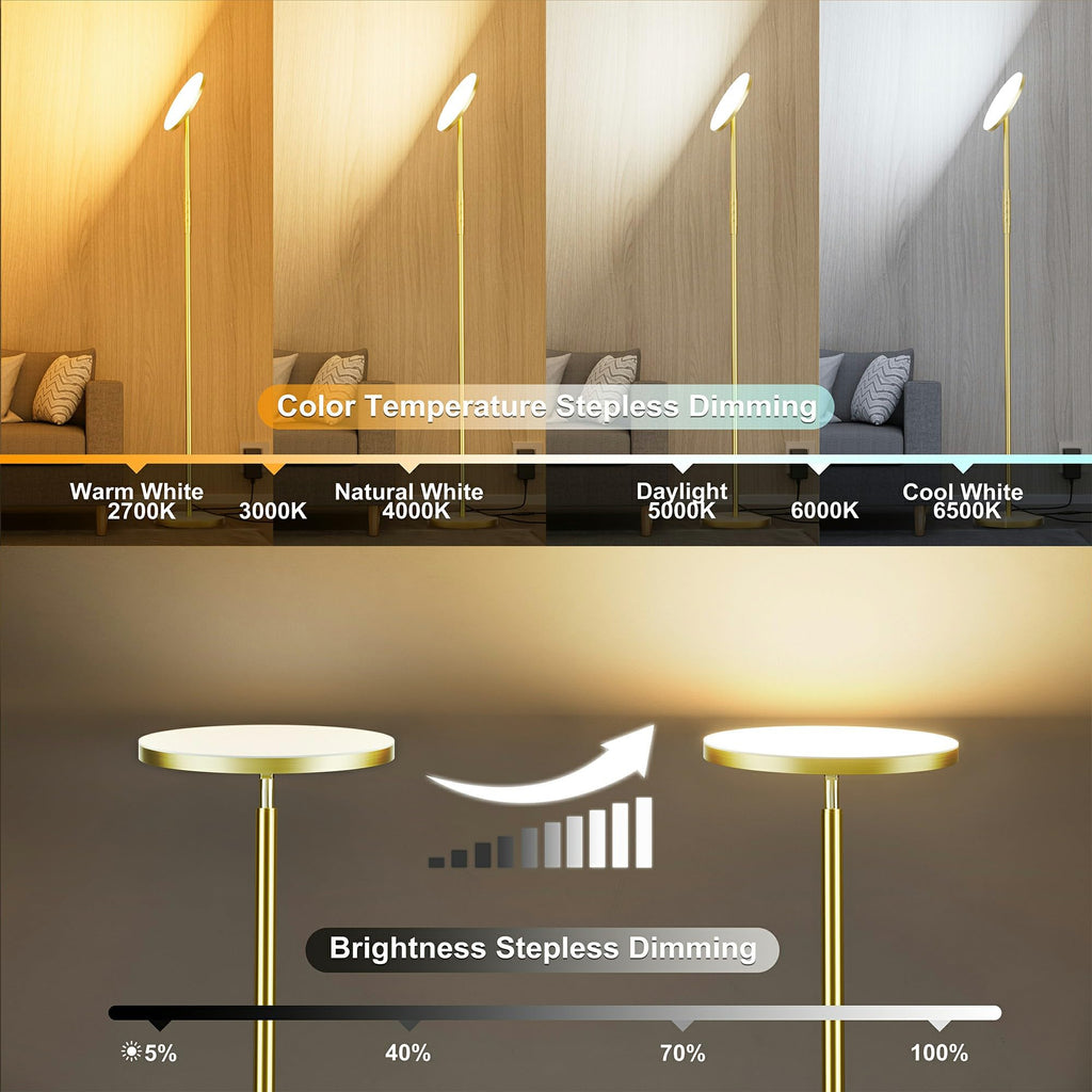 Floor Lamp, 36W Standing LED Lamp with Remote & Touch Control, Modern Torchiere Floor Lamp with