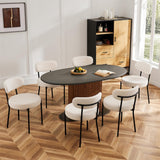 Dining Chairs Set of 2, Mid Century Modern Boucle Upholstered Kitchen Chair with Curved Backrest & Metal Legs for