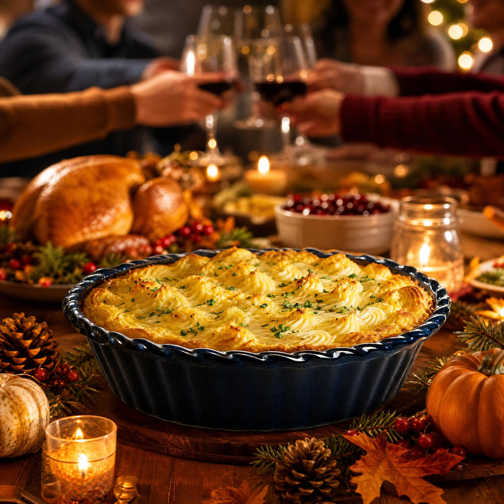 2 Pack Ceramic Pie Pans, 10 Inch Deep Fluted Pie Plate, 54 Ounce Round Baking Dish for Quiche, Apple Pecan Pie, Pot
