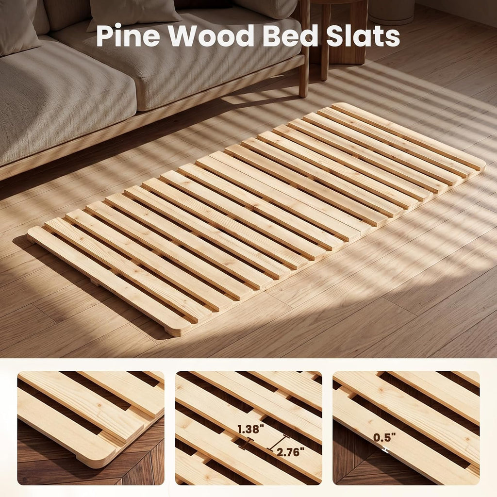 Floor Bed Frame, Foldable Japanese Tatami Bed Frame for Futon Mattress