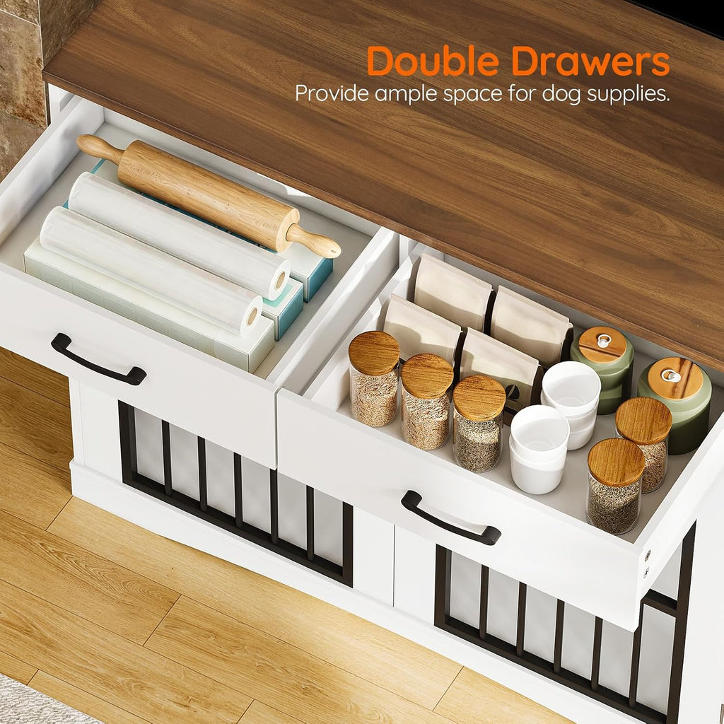 Dog Crate Furniture, 39.4'' Wooden Dog Kennel Indoor with Storage