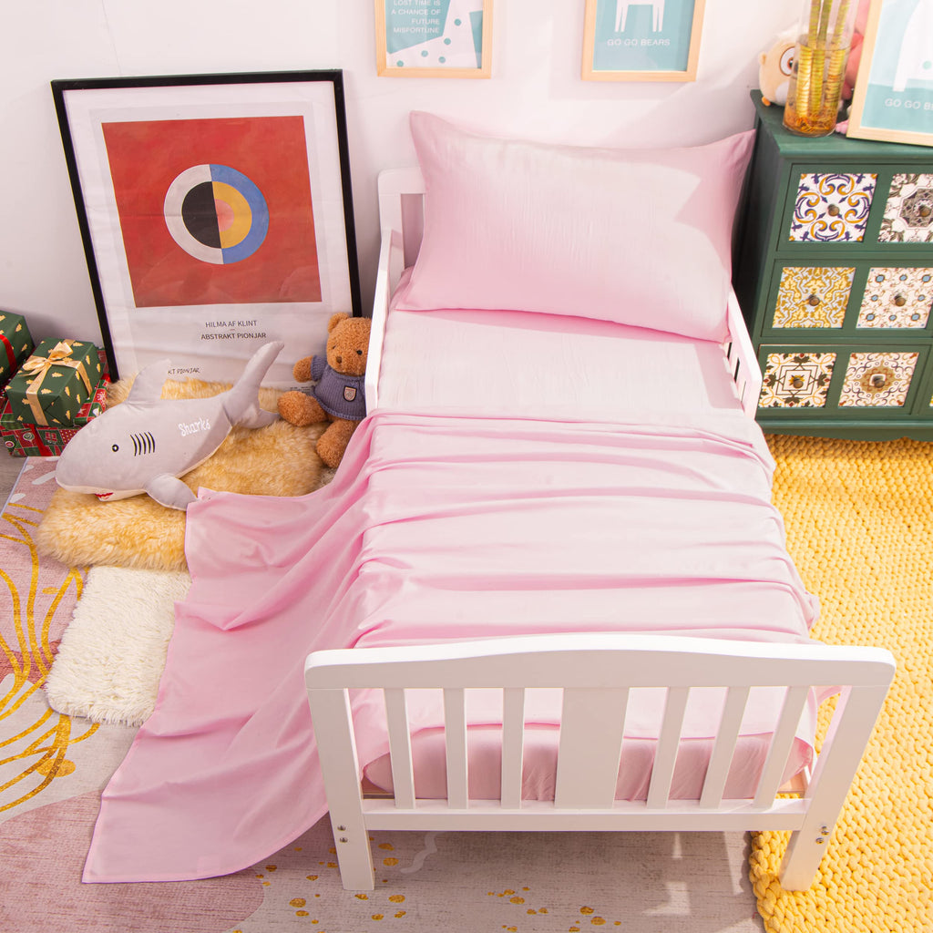 Toddler Microfiber Bedding Set, 4 Piece, Pink
