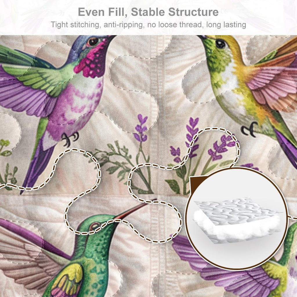 Flower Bird Patchwork Hummingbird Floral Quilt Set