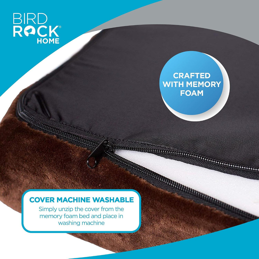 2" Memory Foam Dog Bed | Ultra Soft Plush Pet Bed | Removable Cover | Pet | Crate Bed (34 x 22, Brown)