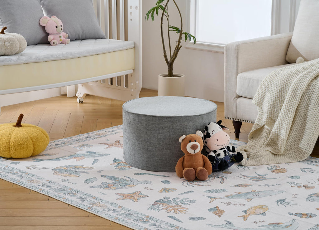 Large 22" Footrest Ottoman Sitting Pouf Extra Firm (Gray)