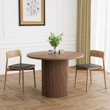 Round Dining Table, 41.7" Modern Wood Kitchen Table for 4, Pedestal Circle Dining Tables, Fluted Dining Table for