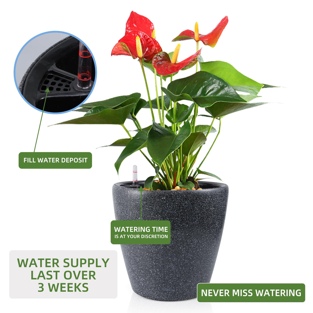 13x12 Self Watering Planter with Wheels (Stone Matte)