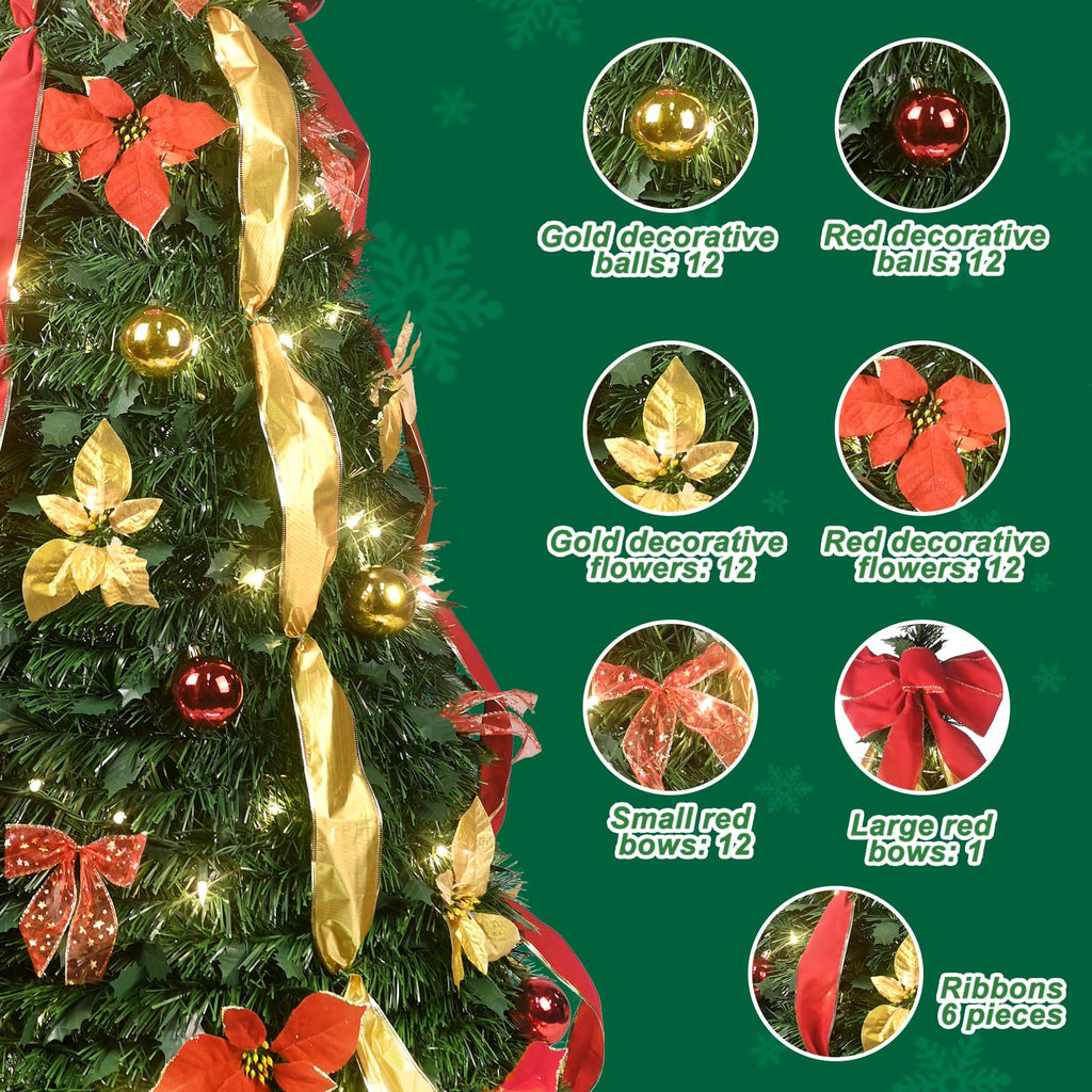 6ft Pre-lit Pop Up with Lights, Pre-Decorated, Green