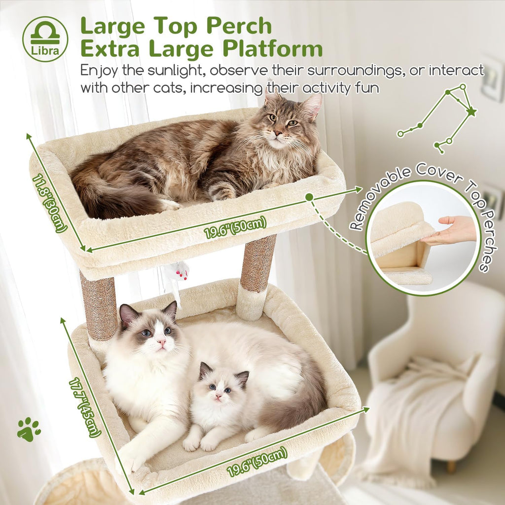 Heavy Duty Cat Tree for 20lbs Large Adult Cats, Beige