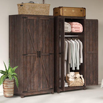 71'' Farmhouse Armoire Wardrobe Closet Set of 2