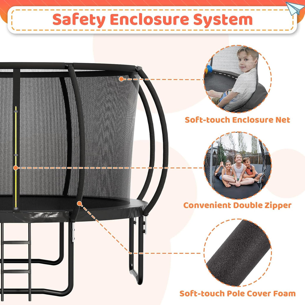 8FT 10FT 12FT 14FT 16FT Trampoline Outdoor for Kids & Adults | Pumpkin Trampolines with Safety Net, Ladder