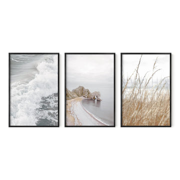 Beach Framed Wall Art - Ocean Decor, Coastal Decor Art, Wave Beautiful Scenery Bedroom Theme (24x36, Black Framed)