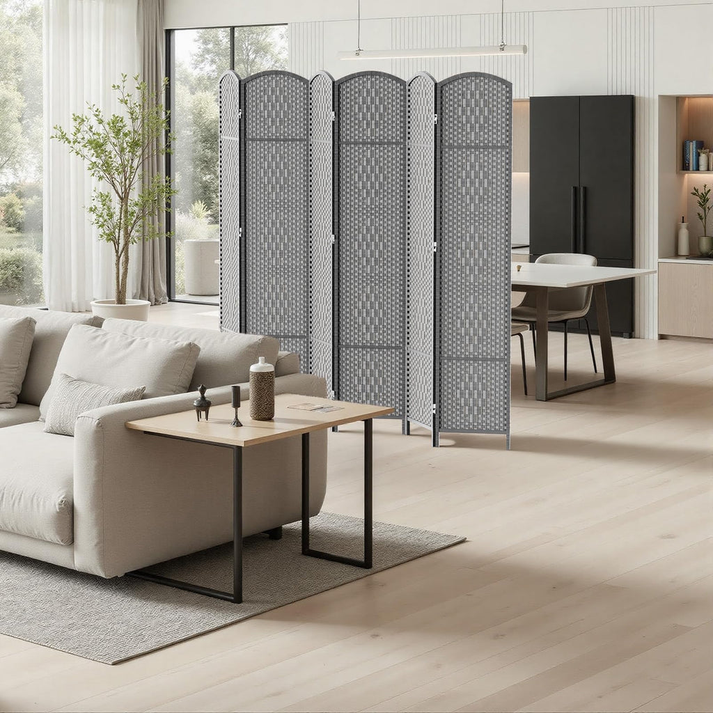 Room Divider Panel, 6 Panel Partition Room Dividers Screen, Grey