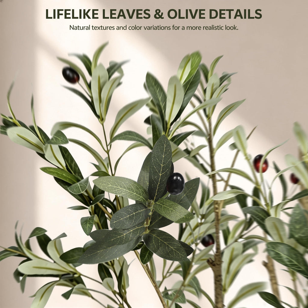 Olive Trees Artificial Indoor 7ft with White Tall Planter