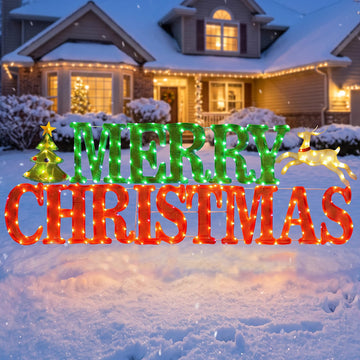 60 in Lighted Merry Christmas Sign Outdoor, 300 LED Yard Decor
