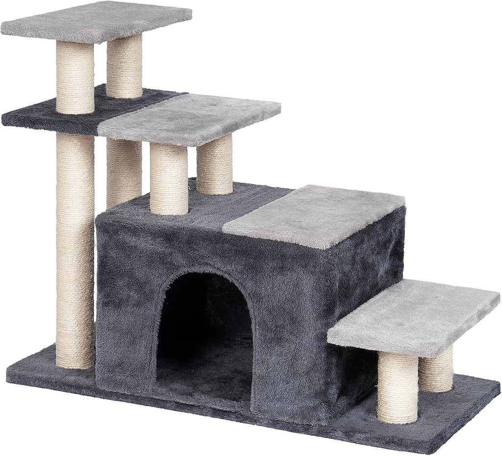 4-Tier Cat Stairs for High Bed with 22'' Cat Scratching Post