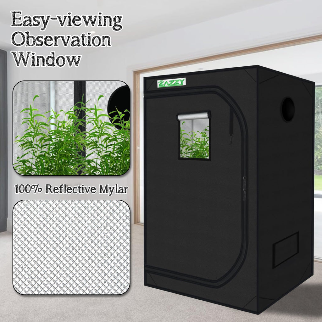 3'X3' Grow Tent 32"x32"x63", High Reflective Mylar Growing Tent