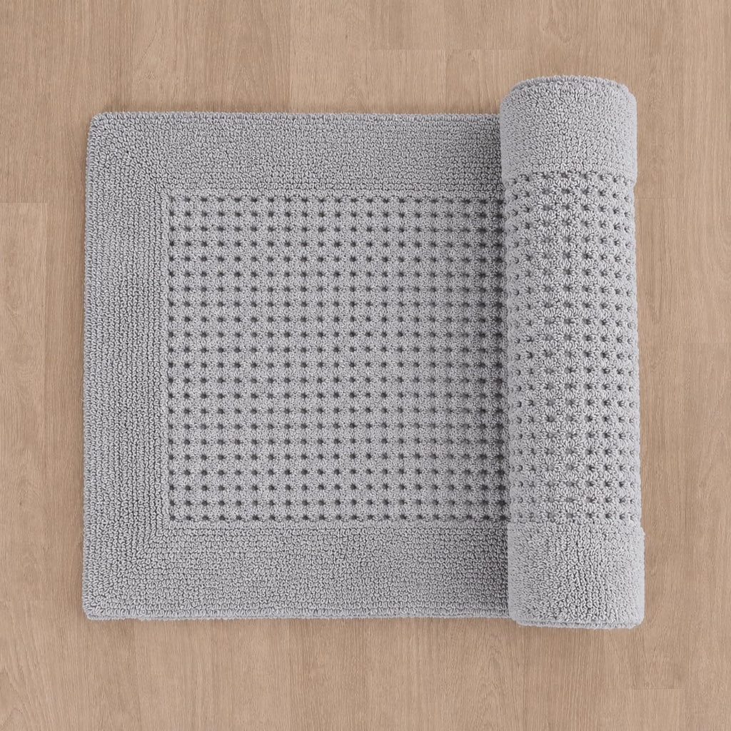 Premium Cotton Tufted Honeycomb Bath Mat Absorbent Bath Rug 21"x34" Gray