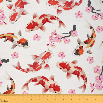 Japanese Koi Upholstery Fabric Soft 3 Yards
