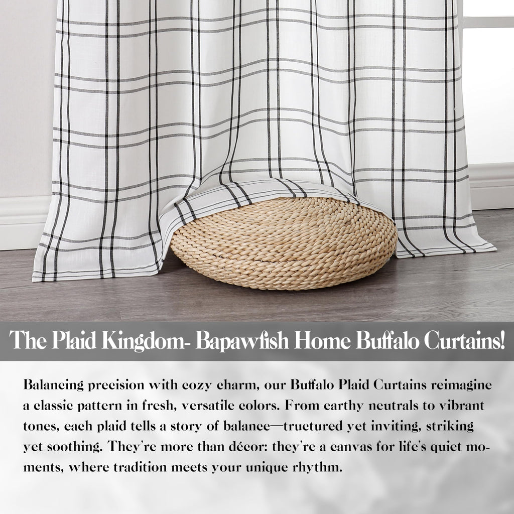 Black White Buffalo Plaid Light Filtering Curtains 72 Inches Long