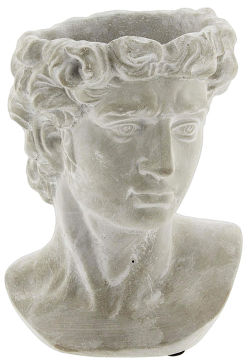 Greek Statue Head Cement Man Head David Planter (9")