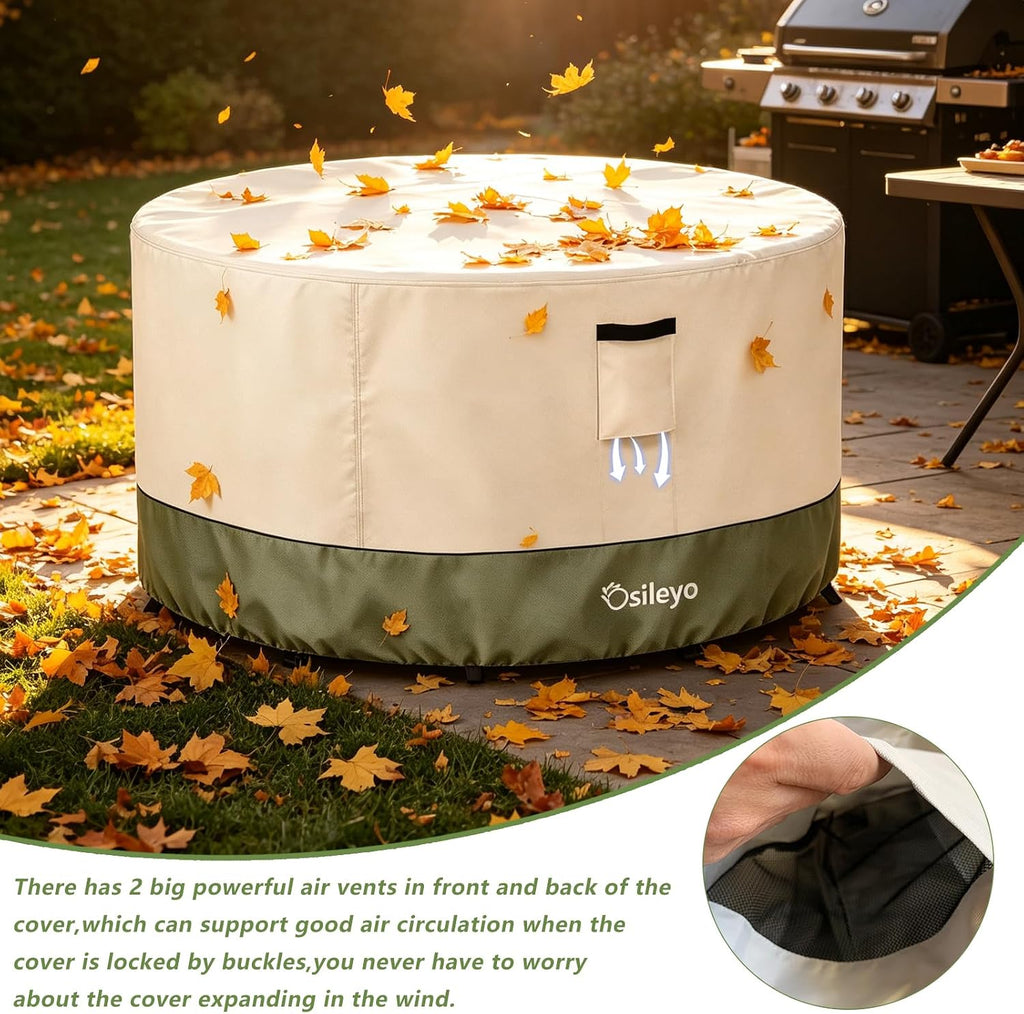 Round Outdoor Table Cover 600D Waterproof Heavy Duty Patio Furniture Covers, Round Patio Table Chair Set Covers - 54"