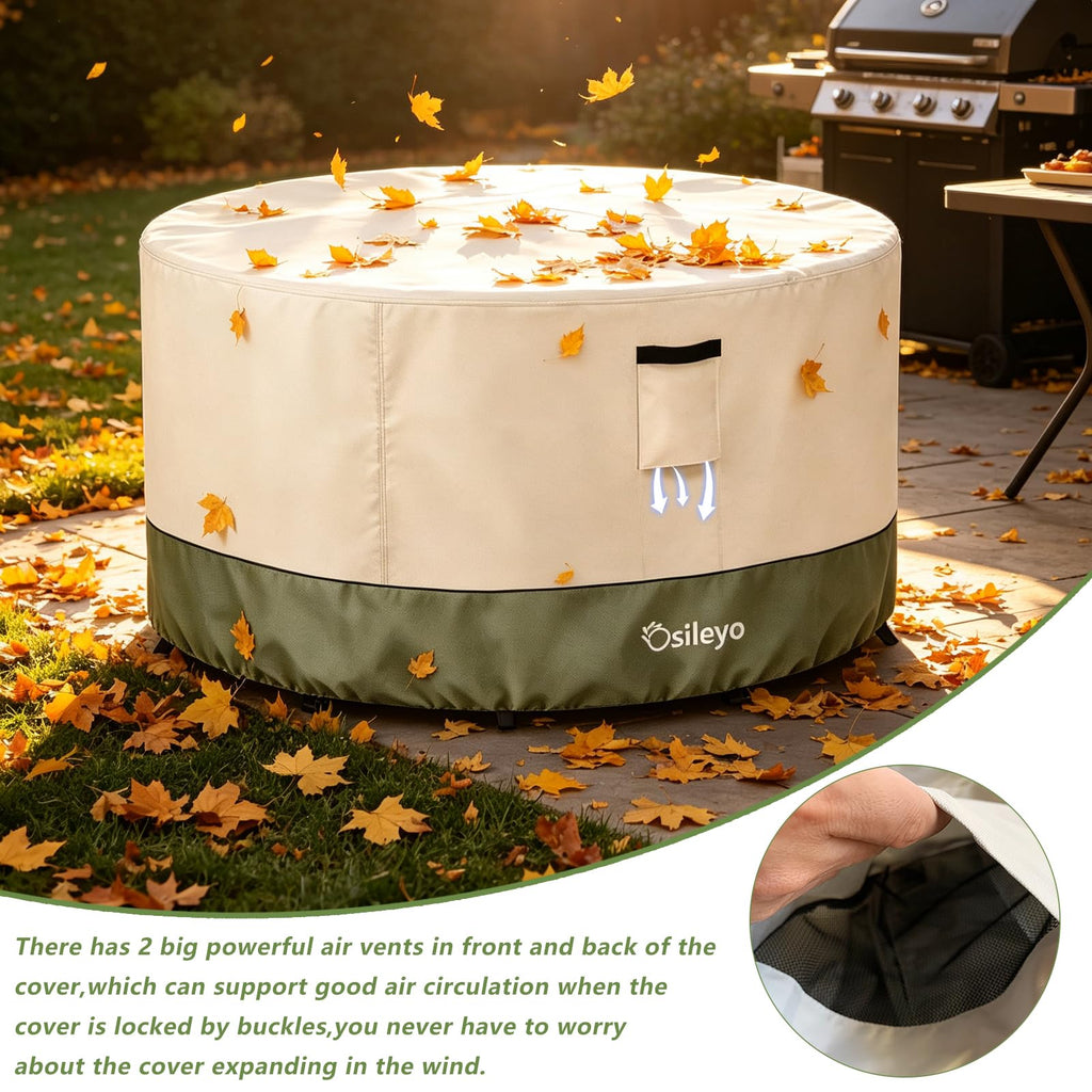 Round Outdoor Table Cover 600D Waterproof Heavy Duty Patio Furniture Covers, Round Patio Table Chair Set Covers - 72"