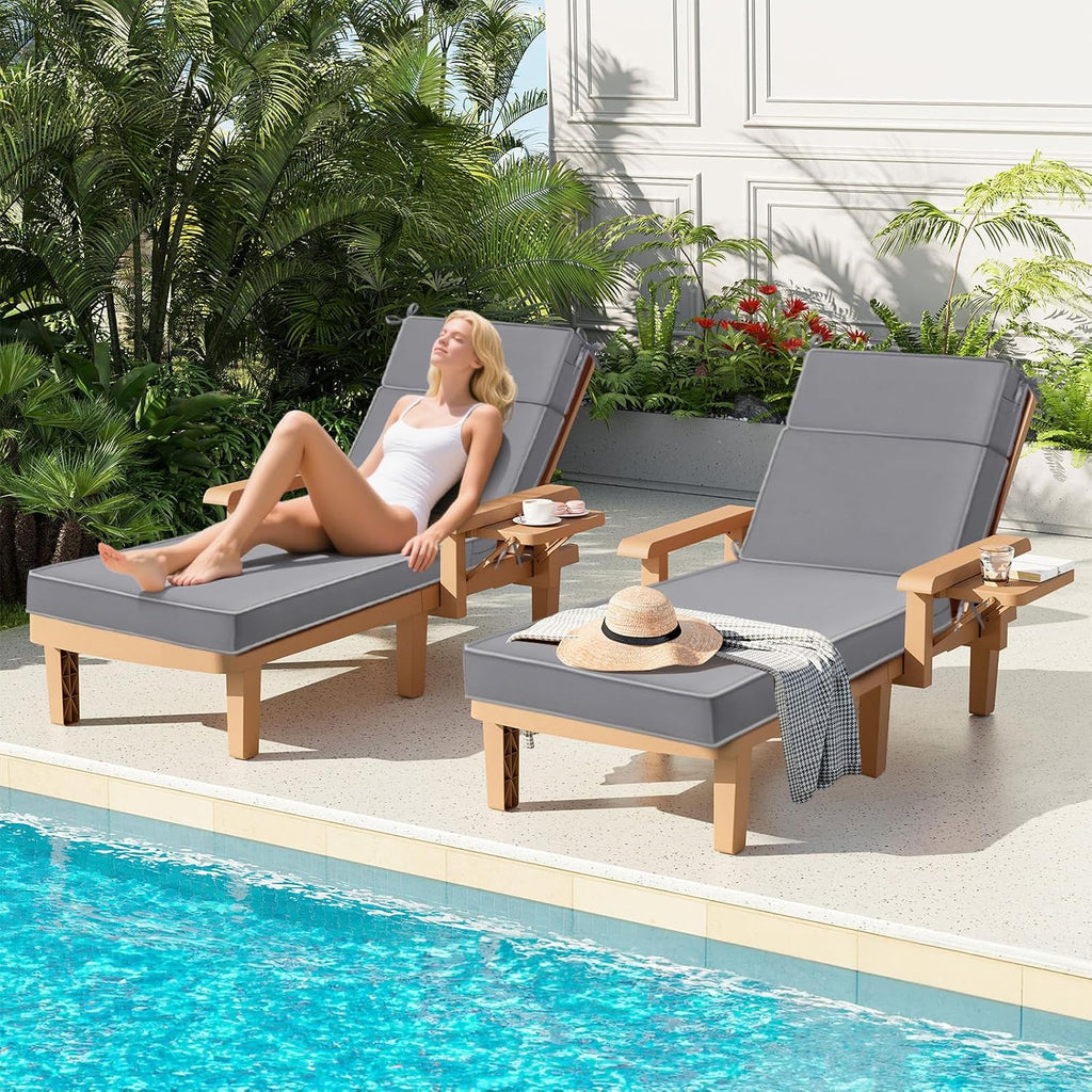 Waterproof Chaise Lounge Cushions, 72x21x3 Inch Outdoor Lounge Chair Cushion High-Density Foam Fade Resistant Patio