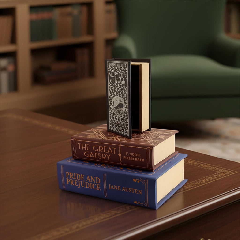 Classic Literature Nesting Hidden Secret Book Set of 3 - Faux Book Decor Storage with Magnetic Closure - Vintage