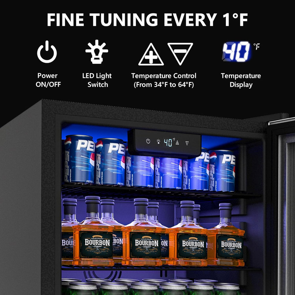Beverage Refrigerator Cooler - 126 Can Mini Fridge with Glass Door for Soda Beer