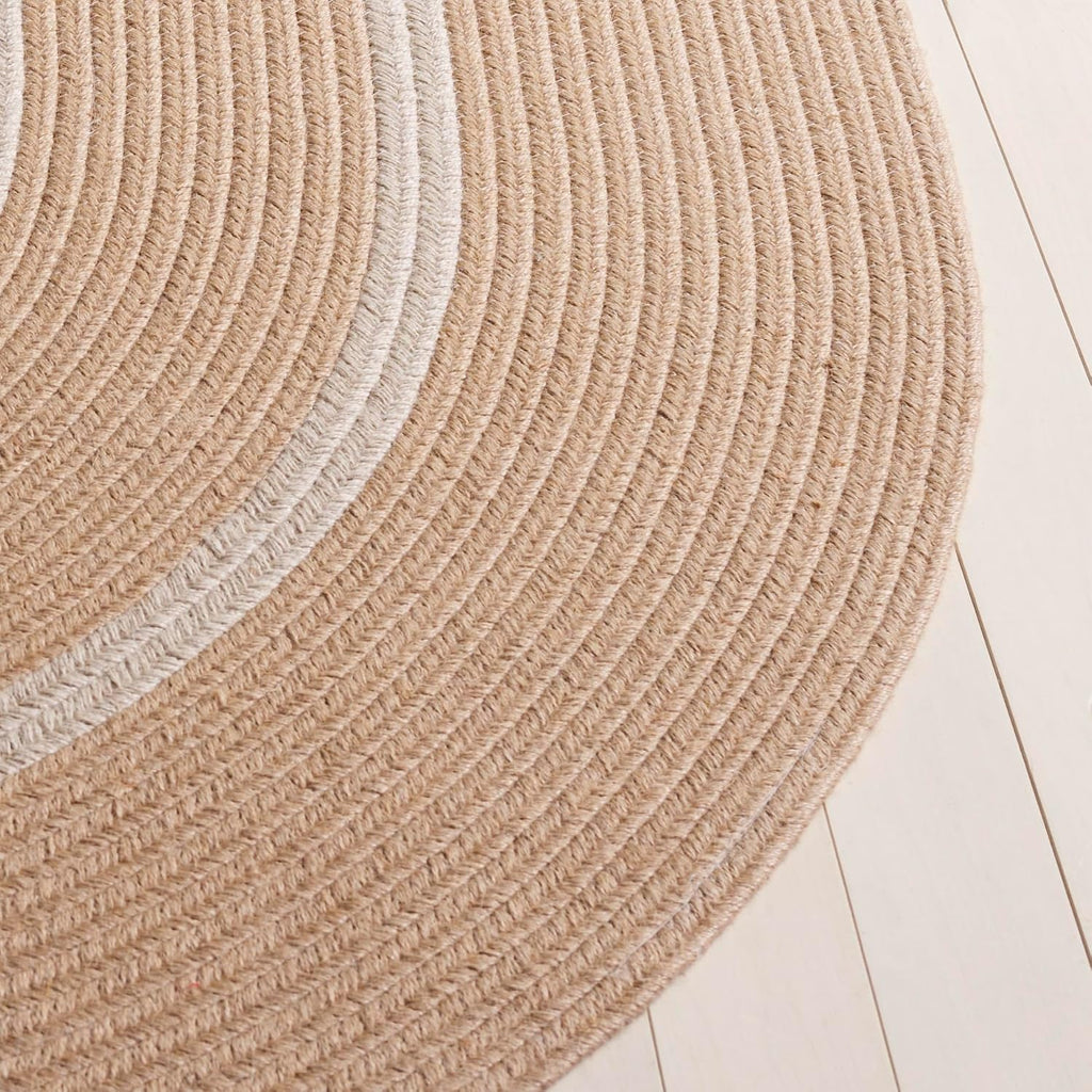 Braided Oval Rug 4x6, Jute Textured Brown & Ivory BRA801A