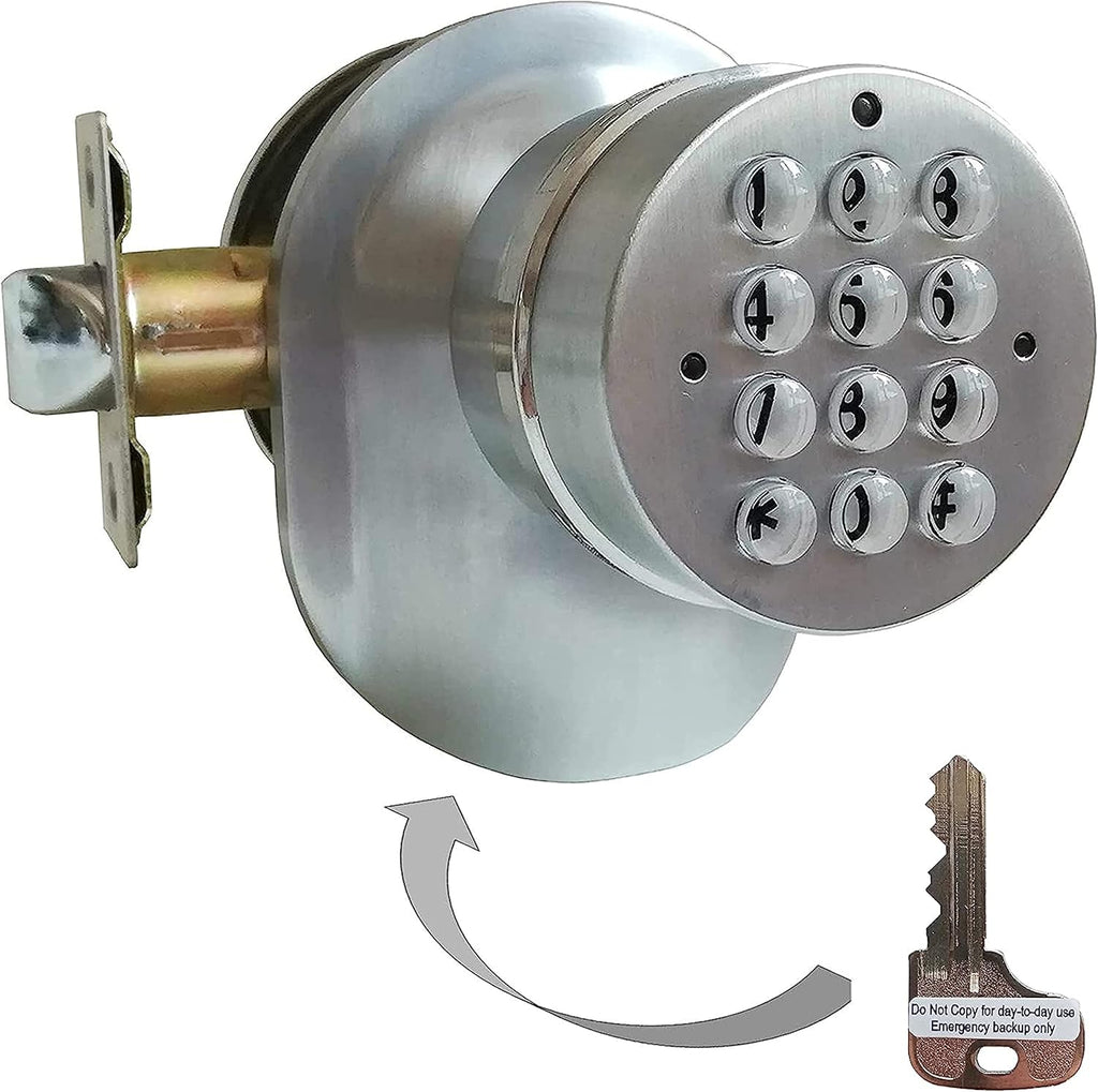 Electronic Keypad Door Knob SoHo Mill and Lock Set with Backup Mechanical Key (Spring Latch Lock; Not Deadbolt; Not